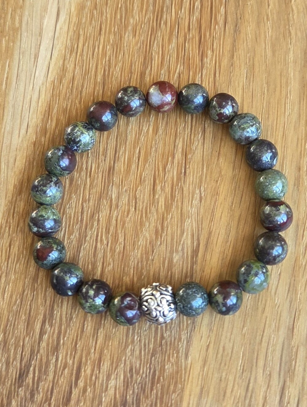 Rhyolite Beaded Stretch Bracelet | Handmlade